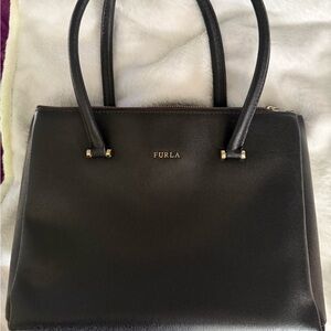 Furla Black Leather Tote Bag